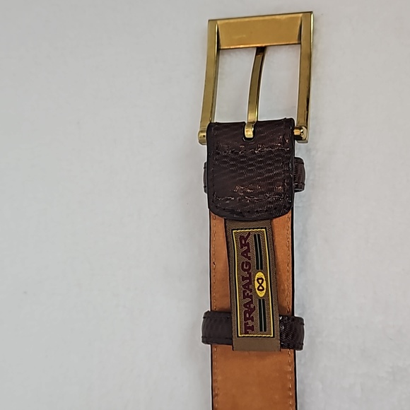 Trafaligar | Men's Embossed Brown Italian Calfskin Leather Belt Sz 36 - Picture 9 of 10